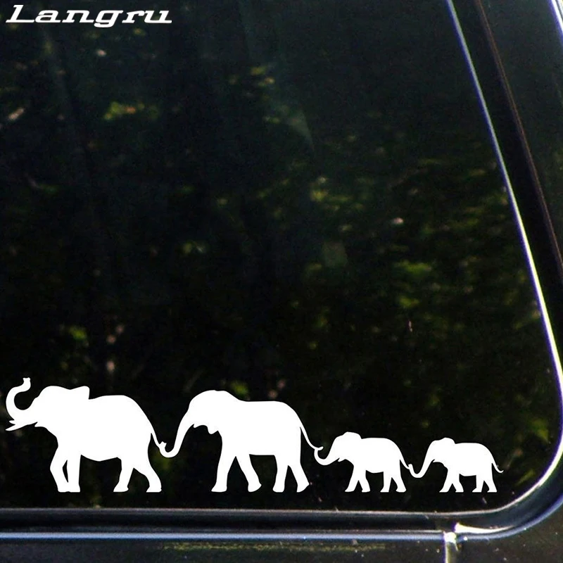 Langru Car Elephant Family Walking- Warm And Romantic Vinyl Decal Rear Window Sticker Body Accessories Jdm | Автомобили и