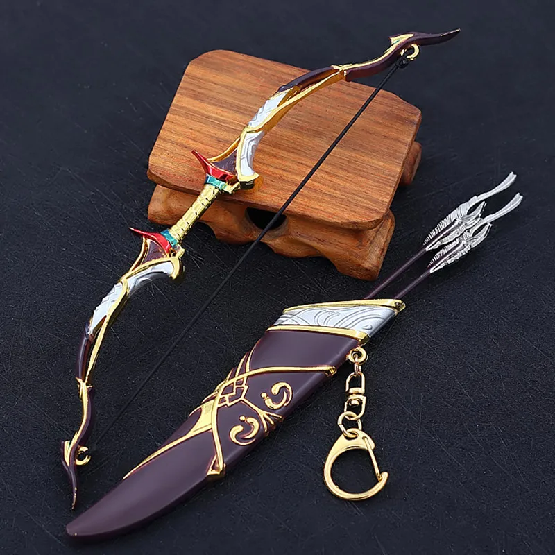

Alloy Sword Weapon Bow Set Key Chain Animation Game Peripheral Weapon Model Cosplay Comic Show Flying Knife Toy