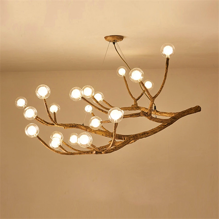 

nordic LED Chandelier Lighting Design Light Glass Resin Branch Light Chandeliers Ceiling Lamparas Lustre Art kitchen fixtures