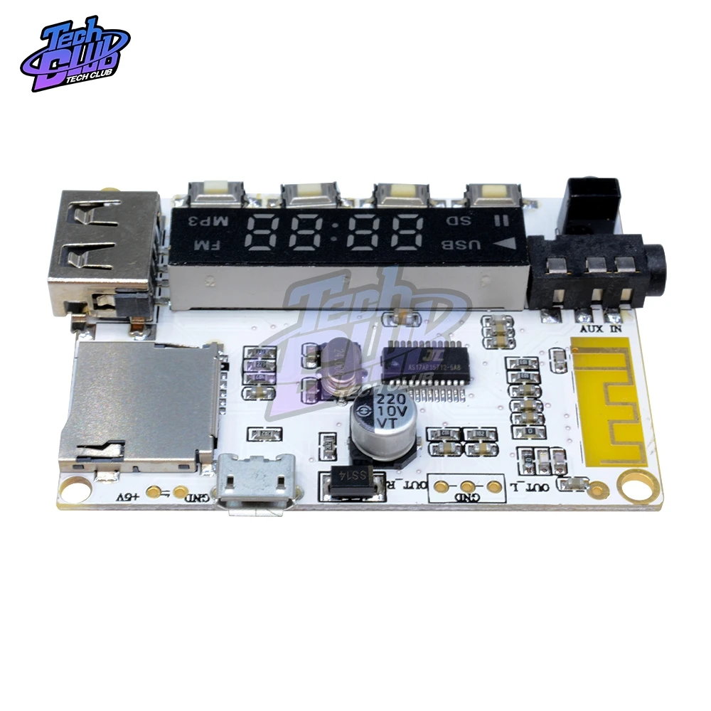 Цифровой светодиодный дисплей беспроводной Bluetooth FM MP3 декодирующая плата TF Micro SD