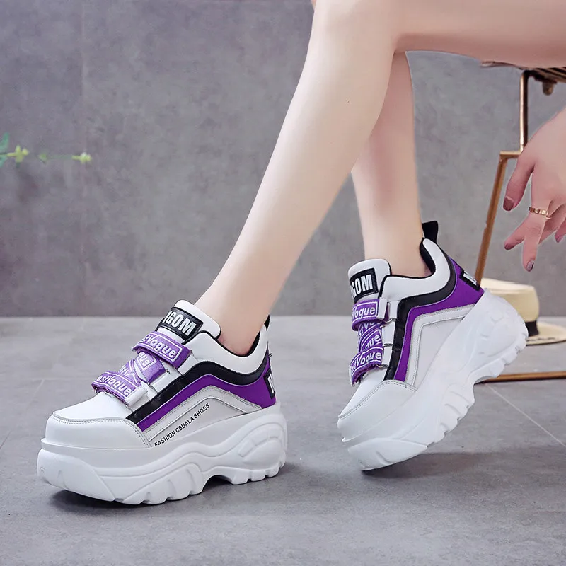 

Rimocy thick bottom chunky sneakers women white black patchwork high platform shoes woman casual autumn winter wedges footwear