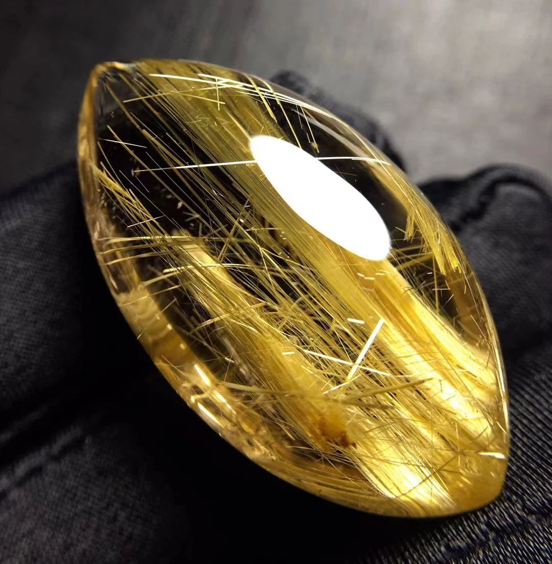 

Genuine Natural Gold Rutilated Quartz Wealthy Pendant 37.3*20.3*14mm Water Drop Gemstone Fashion Necklace Jewelry AAAAAA