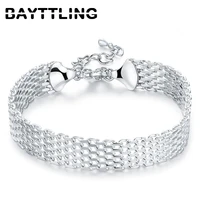 bayttling new silver color exquisite braided strap bracelet for woman man fashion wedding party gift charm jewelry
