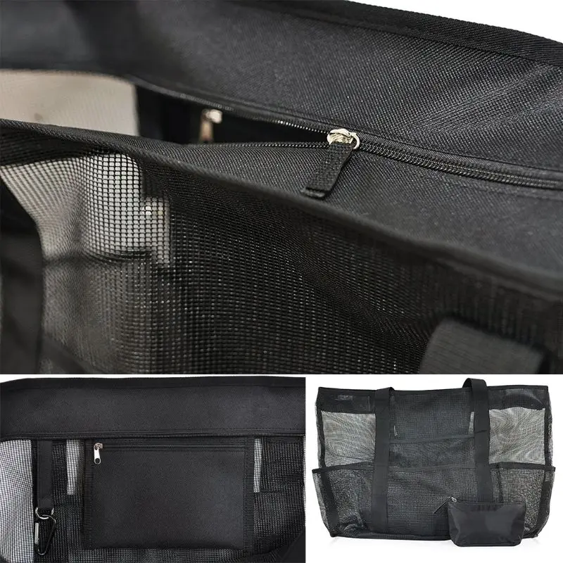 Большой емкости сетки пляжные сумки для бассейна негабаритных сумка полотенца