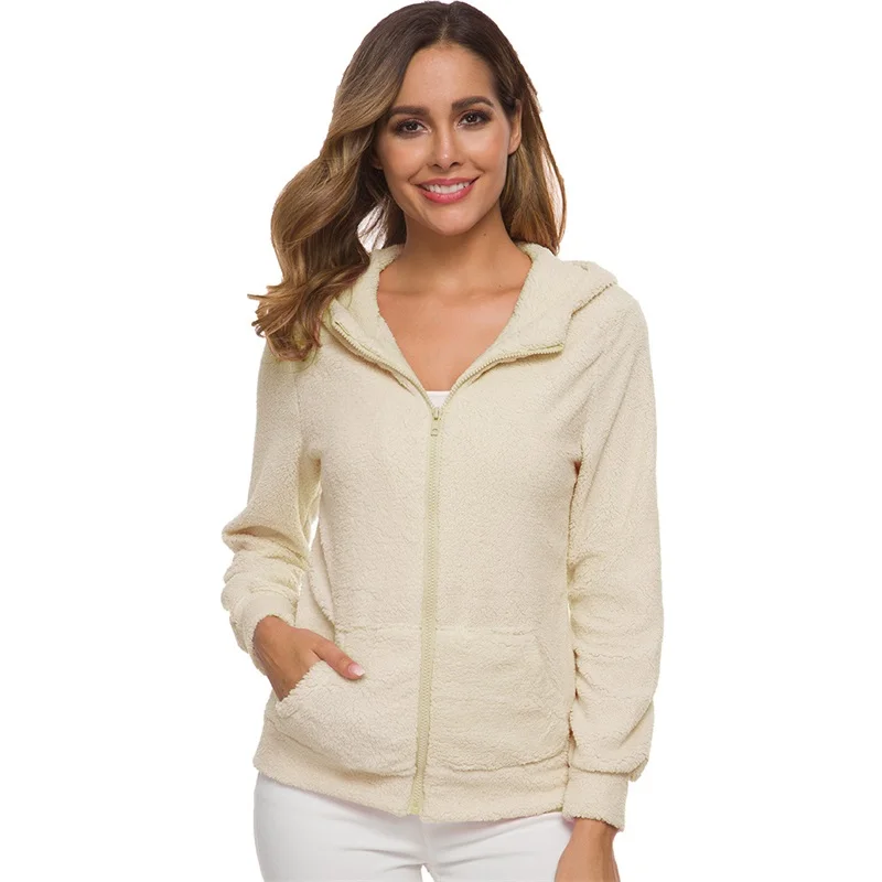 Зимняя женская куртка Тедди длинная с капюшоном Толстая теплая меховая флисовая