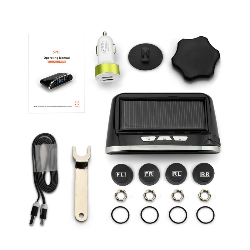 

Premium Car Tire Temperature Monitoring System Solar Power TPMS with 4 External Sensors