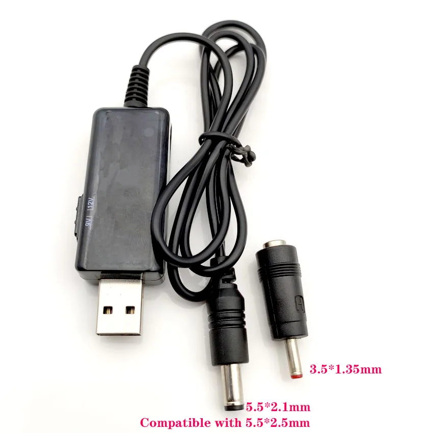 USB Boost Cable 5V Шаг до 9V 12V Регулируемый преобразователь напряжения 1A повышающий вольт