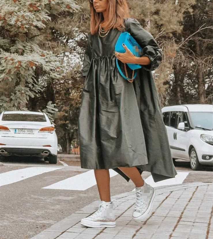 

Women Long Sleeve Dress Vintage Leopard Printed Dresses 2021 Casual O Neck Long Sleeve Robe Bohemian Vestidos Femme