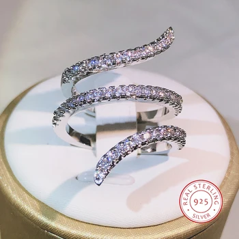 Multi-Storey Entanglement 925 Silver Ladies Fashion Vintage Ring 1