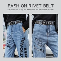 unisex fashion belt rivet belt for womenmen studded belt punk rock with pin buckle woman punk jeans belts ceinture