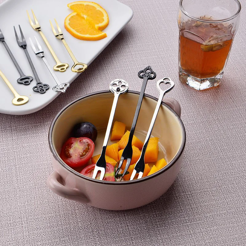 6 шт Нержавеющая сталь салат вилки для фруктов креативная украшения пирогов