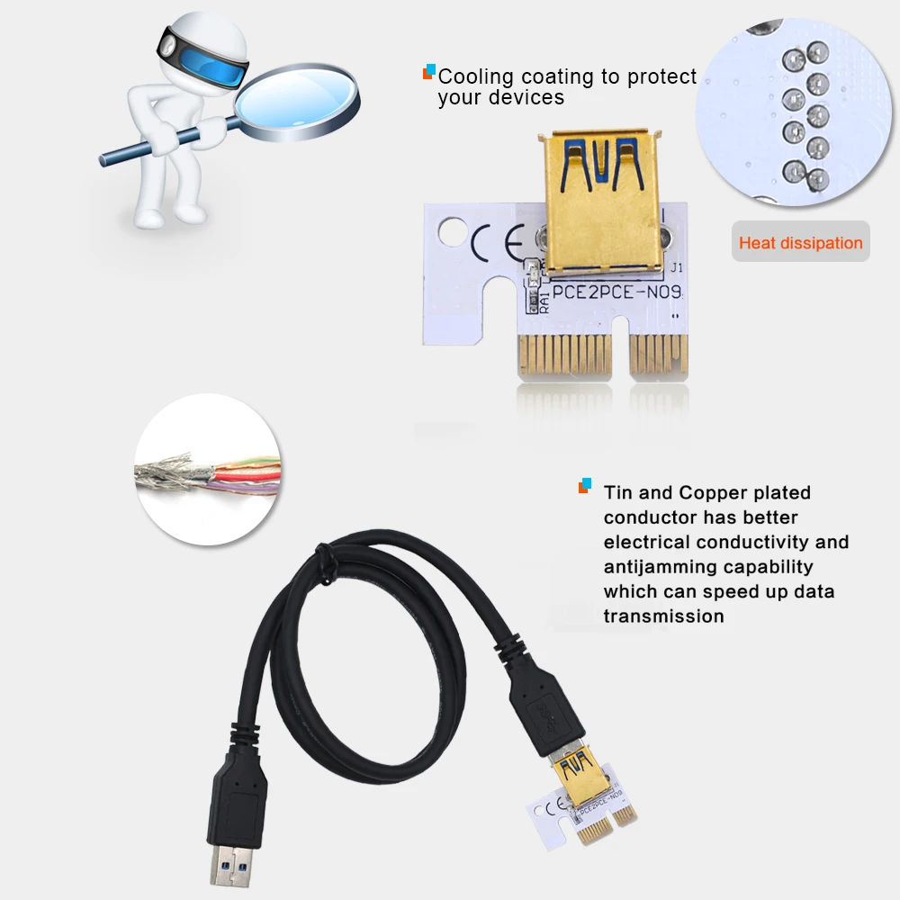1-10 шт. TISHRIC VER010-X Pcie Riser 010 Express X16 Cabo для видеокарты 4Pin 6Pin Power 8 емкость майнинга |