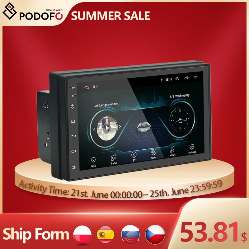 Автомагнитола Podofo 2DIN Android 9 0 мультимедийный видеоплеер Универсальная