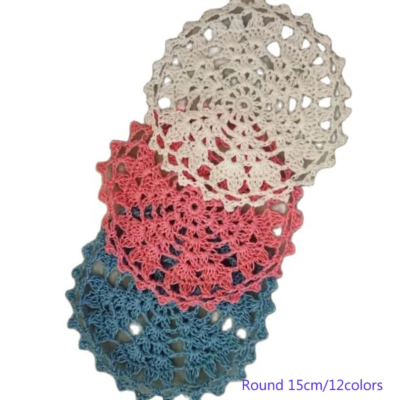 

Vintage round cotton placemat cup coaster mug kitchen Christmas pan table place mat cloth lace Crochet tea coffee doily dish pad