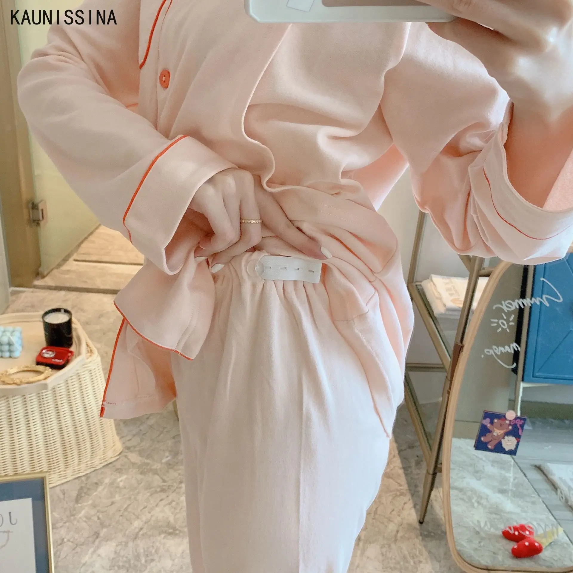 

Women Autumn Nightwear Pajama Sets Long Sleeve Button Tops Long Pants Pajamas Set Female Sleepwear Nursing Maternity Pajamas