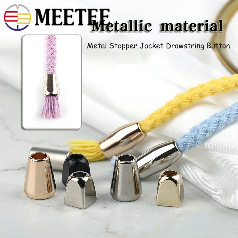 

Meetee 50pcs Metal Stopper Jacket Drawstring Button Hat Cord Lock Bell Elastic Rope End Buckle DIY Garment Decor Stoppers