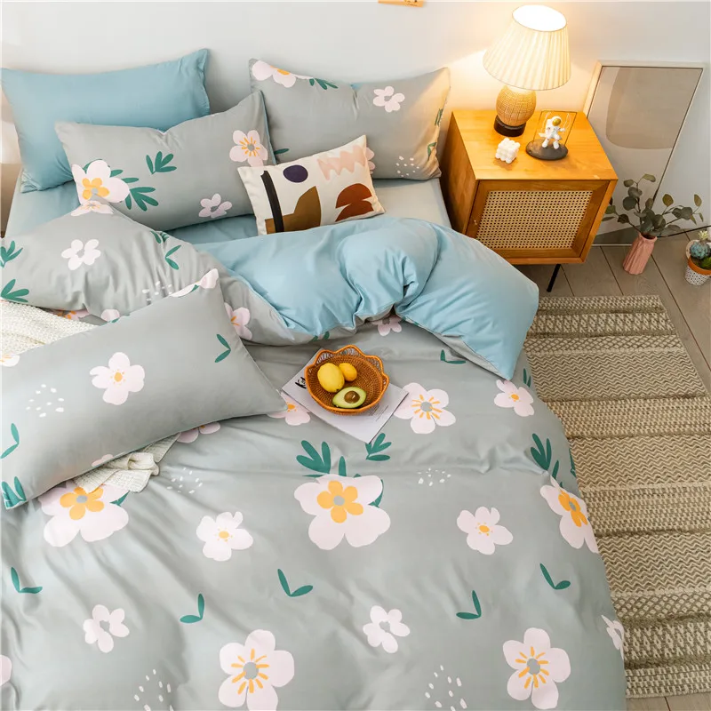 

Hot Sale Flower Mirror Bedding Cotton Printed Pillowcase Quilt Cover Bed Sheet Queen Size Bed King Size Bed Four-Piece Set