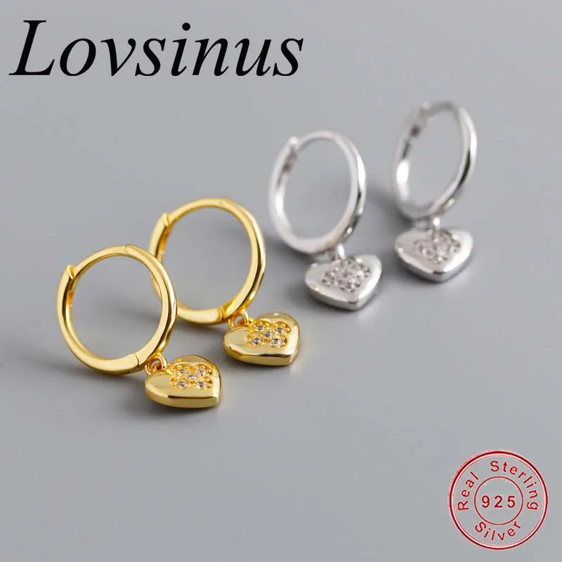 

100% 925 Sterling Silver Heart Clear Cubic Zircon Drop Earrings for Women Silver Pentagram Girl Gift anti-allergy Lovely Jewelry