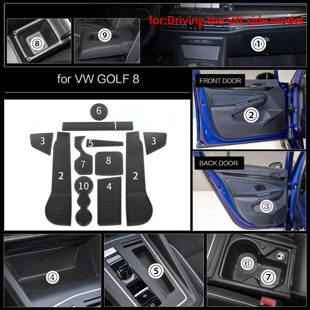 Коврик для двери с держателем стакана Cortex подходит Golf MK8 2020 2021 защитный коврик