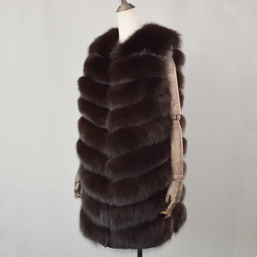 2020 Новая женская модная жилетка из натурального меха лисы 100% натуральный мягкий