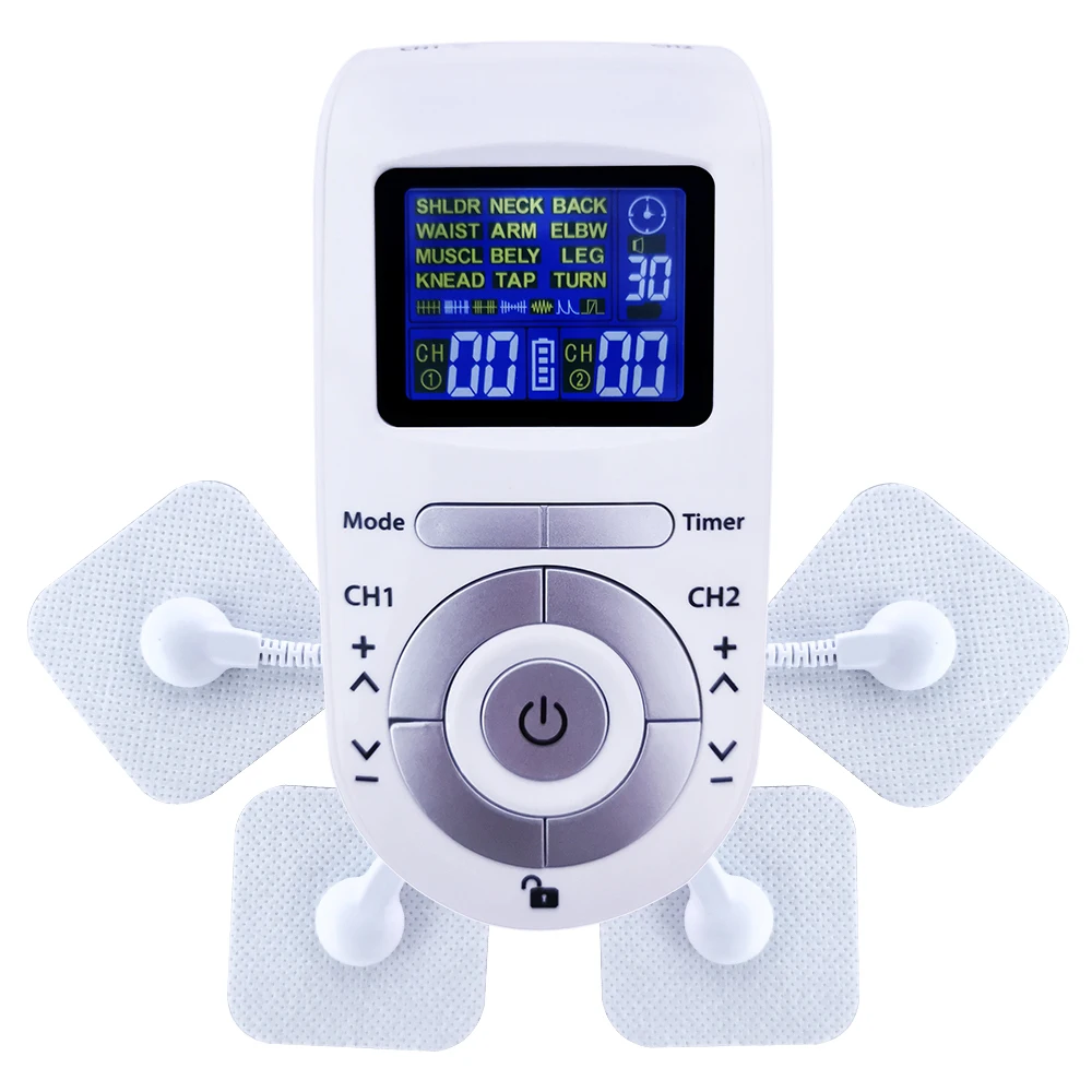 

Dual Output Tens Machine for Pain Relief Pulse Massage EMS Muscle Stimulation Tens Electroestimulador 14/4 Electrode Pads HOT