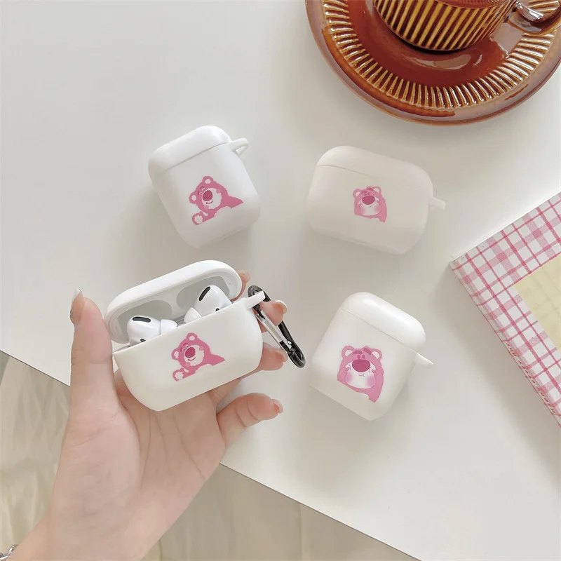 

Lotso Strawberry Bear White Apple AirPods 1 / 2 / 3 Pro Case Cover IPhone Earbuds Accessories Airpod Case Air Pods Case