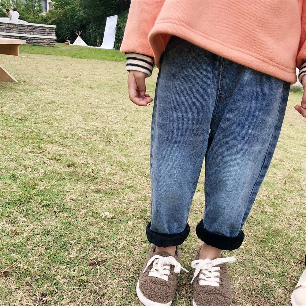 Новое поступление 2019 года Сезон Зима повседневные хлопковые утепленные джинсы в