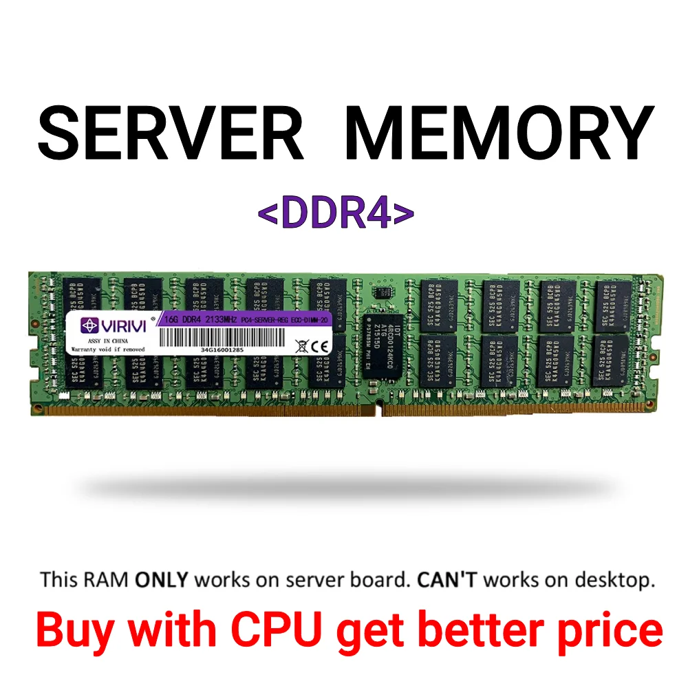 

RAM VIRIVI DDR4 4GB 16GB 32GB Server Memory 2133MHz 2400Mhz REG ECC LGA 2011-3 Pin CPU X99 Motherboard Dimm