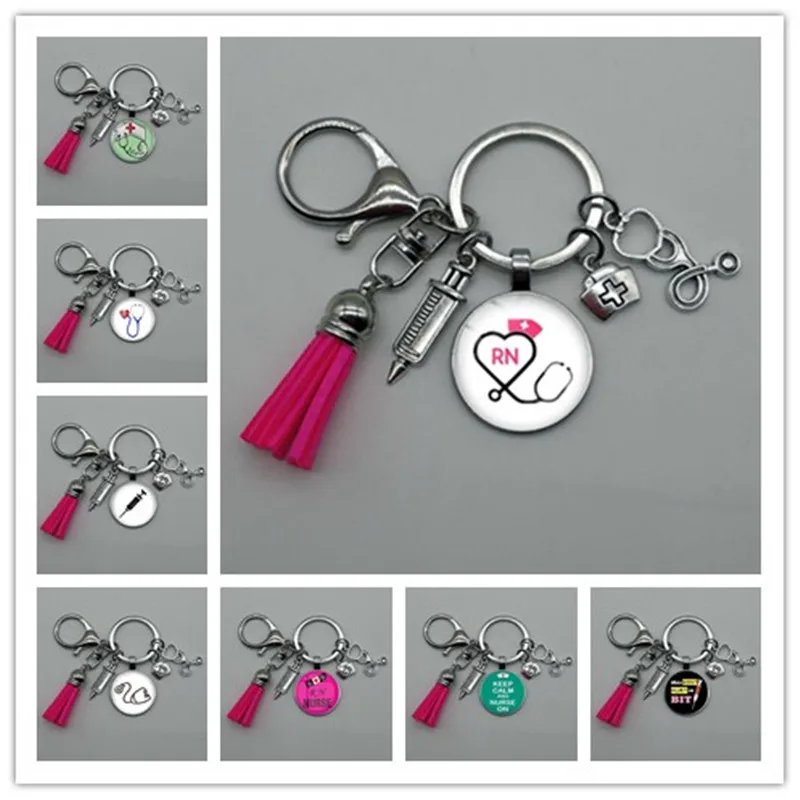 Новинка модный стеклянный стетоскоп для медсестры брелок из сплава с кисточкой
