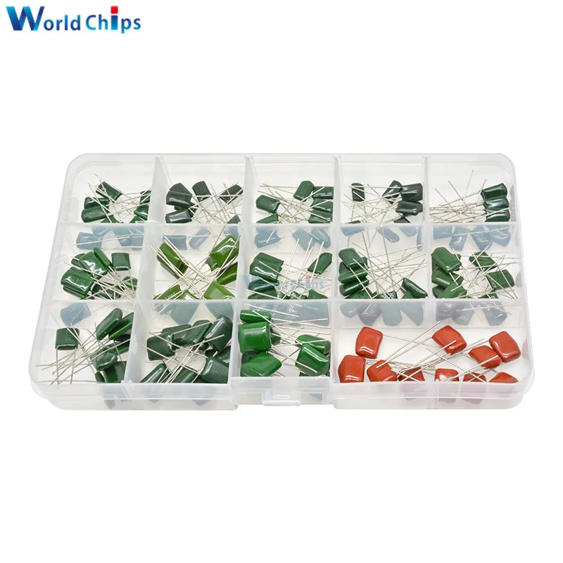 

140PCS Mylar Film Capacitor Assorted Kit 630V 2J102J~2J683J 1nF~68nF 14value x 10pcs Polyester Capacitor 2J222J 2J152J 2J272J