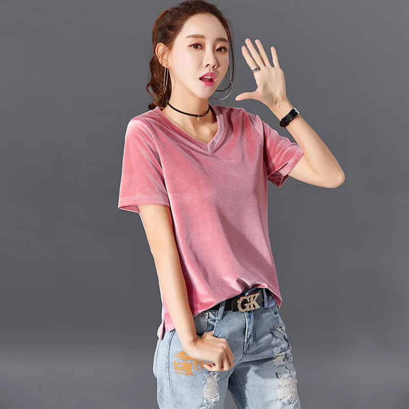 

2021 new women's fashion tops plus size v-neck t-shirt bottoming shirt White