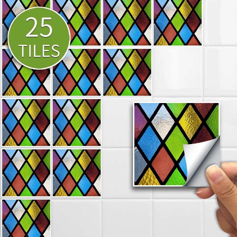 25 шт витражные окна эффект наклейки на стену мозаика традиционная ПВХ плитка