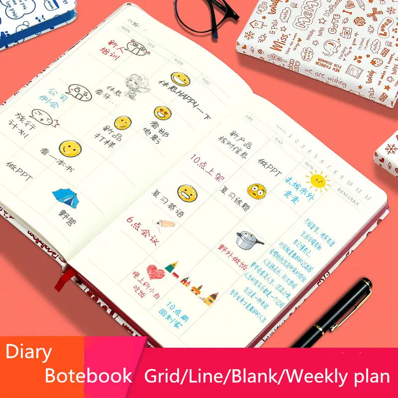 

Organizer 2021 Planner A5 Creative Cartoon Book Notebook Journals Weekly Plan Memo Notepad Grid Line Blank Sketchbook Stationery