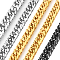 granny chic men boys silver gold black 316l stainless steel double curb cuban link chain necklace choker jewelry 911131620mm