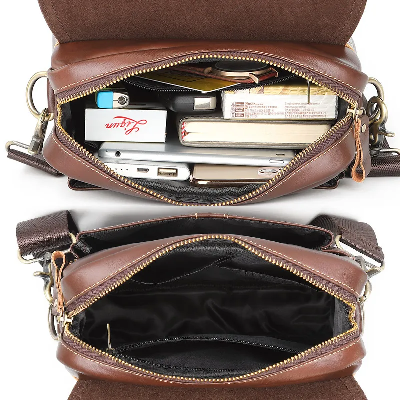 

Fashion Men Genuine Leather Handbag Hot Men's Single Shoulder Bag High Quality Male Totes Business Natural Leather Crossbody Bag