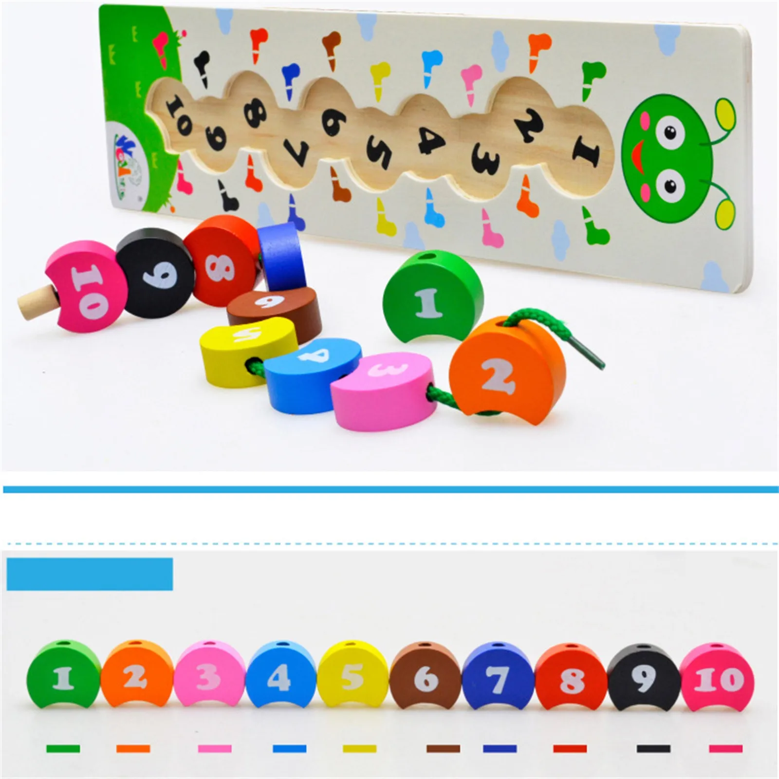 

Wooden Learning Puzzle Teaching Educational Cute Worm Wearing Rope Kids Toys Decorations Christmas Home Ornaments Toy Gift