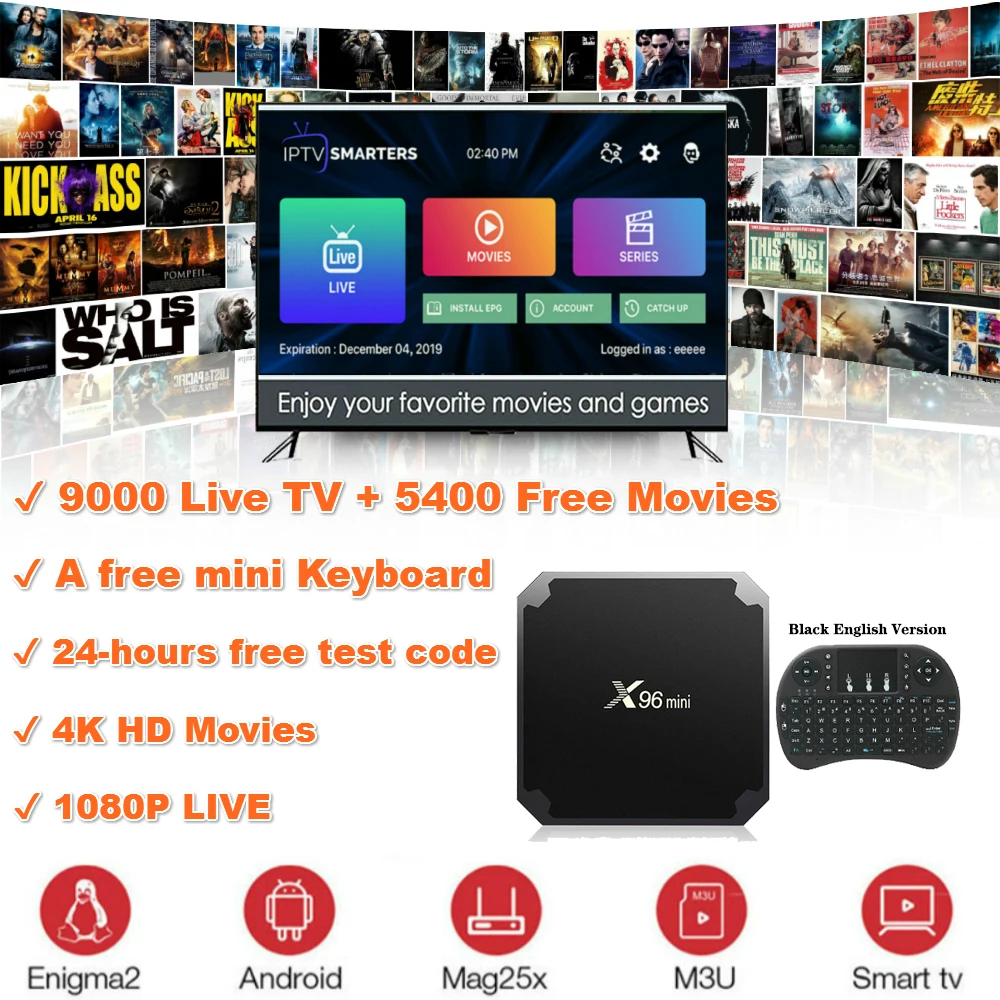 X96 Мини ТВ приставка на базе Android BOX IP tv 7 1 OS ГБ/8 ГБ 2 ГБ/16 Amlogic S905W Четырехъядерный 4K 4