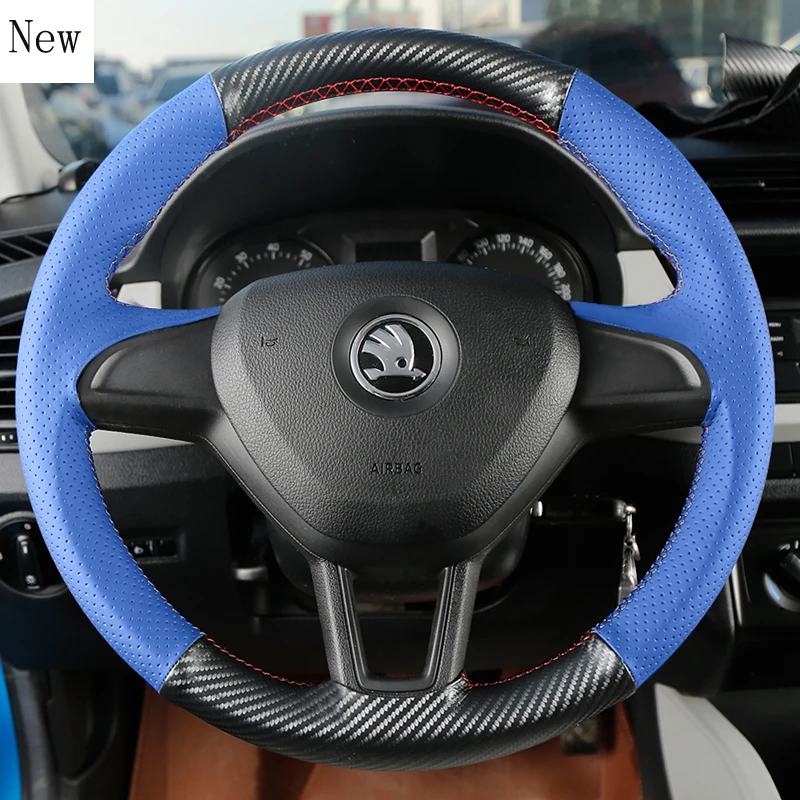 

For Skoda Octavia Rapid KamIq SUPERB Rapid Spaceback KAROQ Fabia High-quality Leather Car Steering Wheel Cover Car Accessories