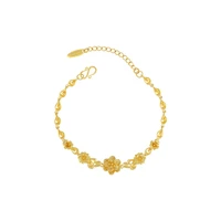 korean new design 24k golden vintage flowers fashion jewelry high end luxury flower zircon adjustable female prom party bracelet