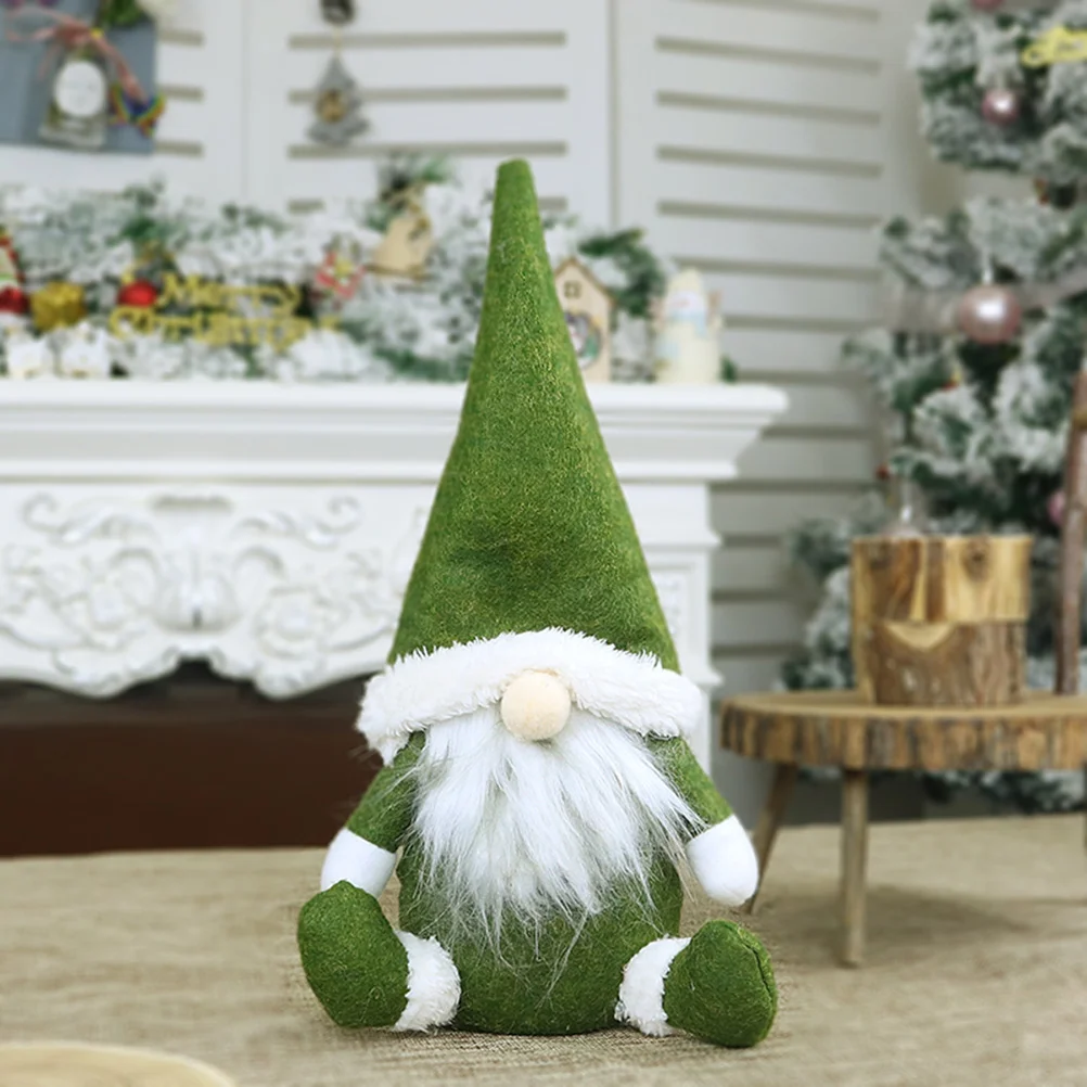 

Face Santa Claus Adornment Sitting Posture Doll Christmas Decorations Nordic Style Decorated Doll Showcase Adornment Green