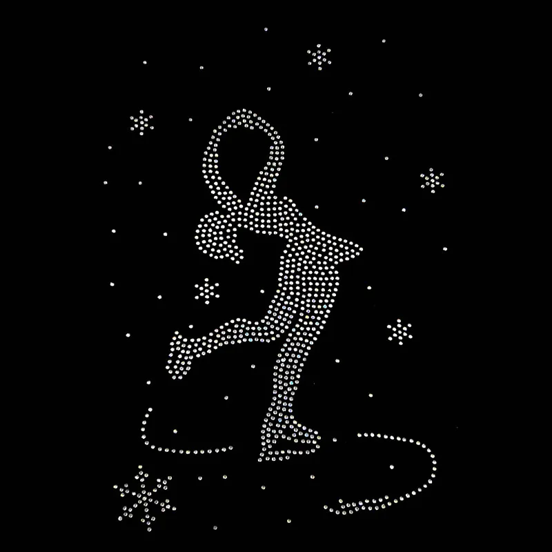 2 шт./лот снежинки коньки девушки мотивы термоклейкие со стразами для рубашек