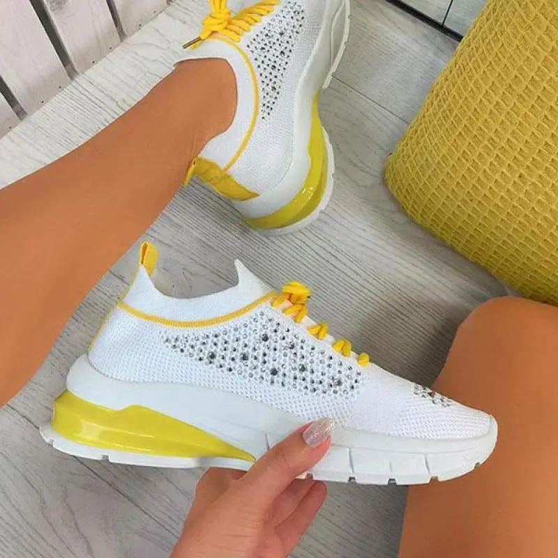 

Fashion Women Sneakers Casual Comfortable Running Sports Shoes Mesh Lace-Up Breathable Vulcanize Shoes Lightweight Sneakers
