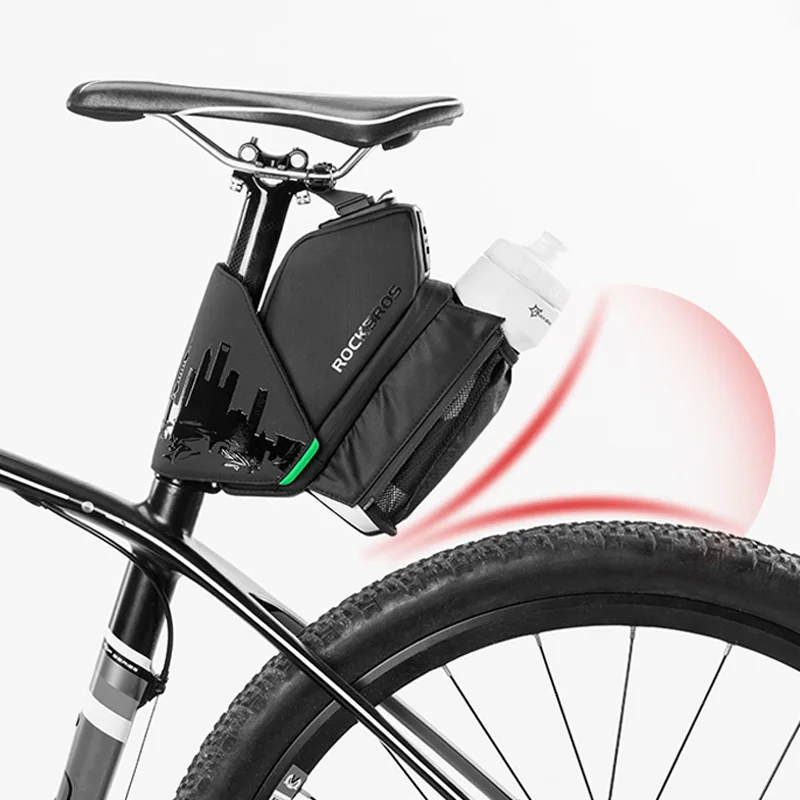 

ROCKBROS Waterproof Reflective Bike Saddle Bag With Water Bottle Pocket MTB Bicycle Portable Seatpost Tail Bag Bike Accessories