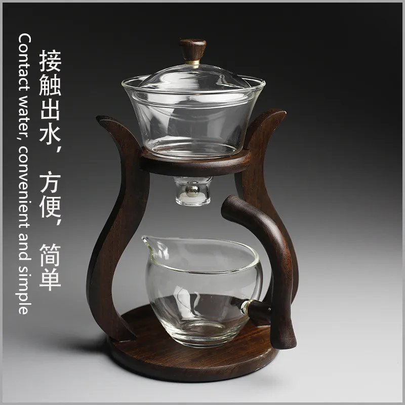 

Heat-resistant glass tea set magnetic water diversion rotating cover bowl semi-automatic tea maker lazy teapot Kungfu tea set