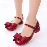 kids fashion girls sandals new bow performance high heeled girl red shoes leather casual spring summer princess shoes pink black