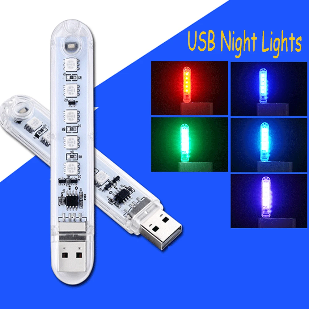 

Мини Портативный светодиодный USB-светильник в форме U-диска, цветной ночник для ПК и ноутбука, зарядное устройство для мобильного телефона, 1 ...