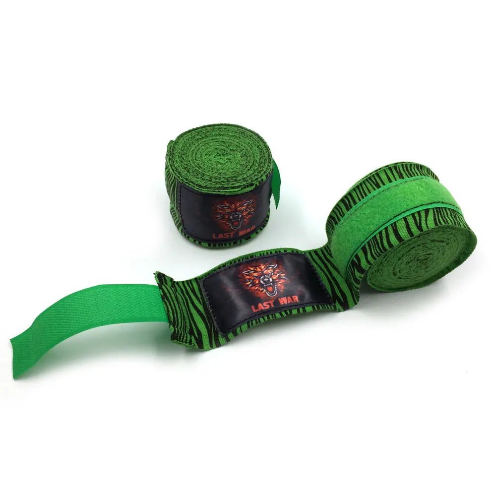 Green Боксерский бандаж, практичный, прочный, в полоску зебры, хлопок, 4 цвета, повязки для рук, спортивные, для движения, Sanda, тренировочные, портативные - Цвет: Green