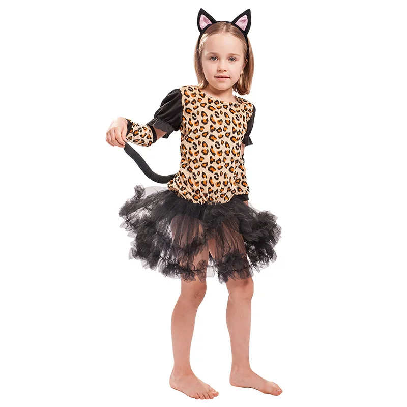 

Kids Animals Jaguar Dress Halloween Cosplay Costumes Boys Girls Party Role Play Dresses Up Outfit Children Birthday Gift Suit