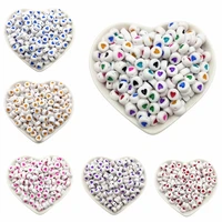 100pcs 7mm fashion love heart letter acrylic round craft loose spacer beads for jewelry making diy accessories