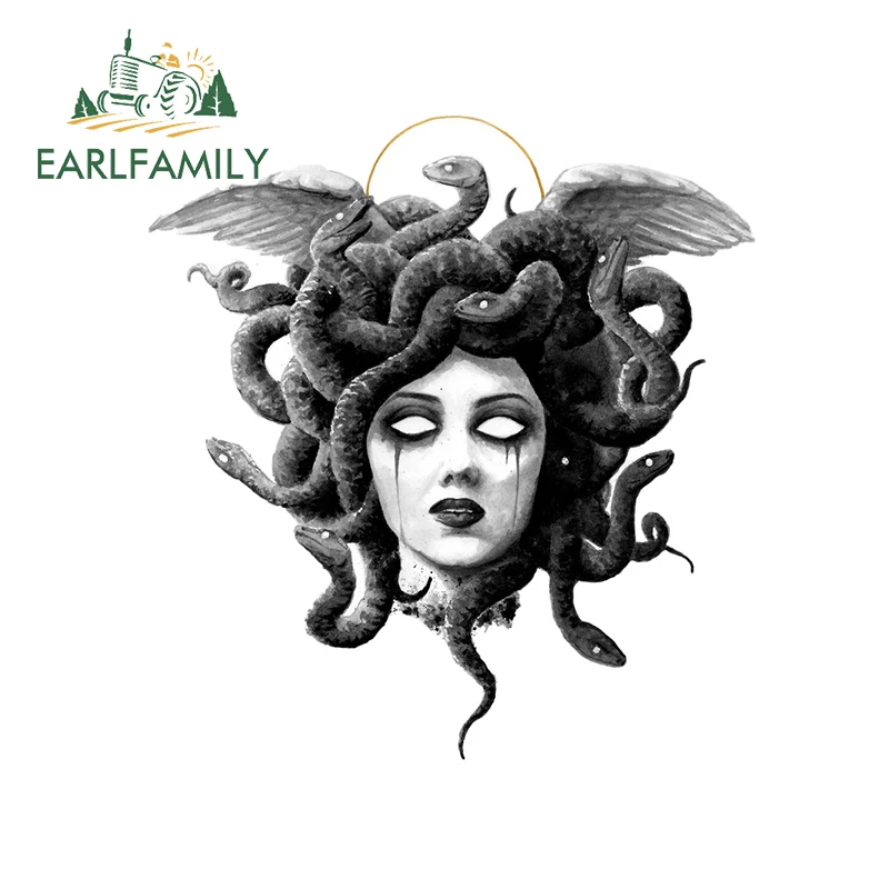 

EARLFAMILY 13 см x 13 см для головы Медузы Горгоны, оригинальные наклейки для автомобиля, водонепроницаемые граффити, наклейка с царапинами